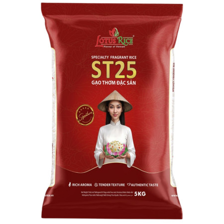 chi tiết Lotus Rice ST25 Premium Jaminová rýže 5kg