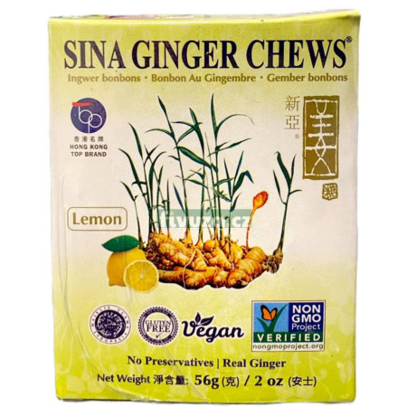 chi tiết Sina Ginger Zázvorový bonbón 56g krabice (keo gung) Lemon (12) Trvan. 7/9/2025