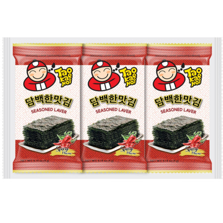 detail Tao Kae Noi Laver Seaweed 4g x 3ks Nori - Hot Spicy (Rong Bien)