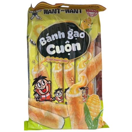 detail Want Want krekry rýžové role 170g Sladká kukuřice (BANH GAO CUON Bap Thanh Ngot)