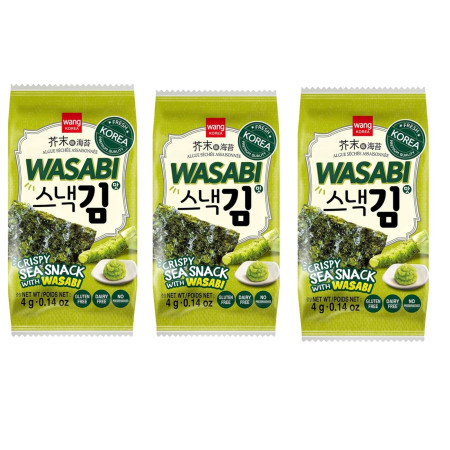 chi tiết Wang Seaweed Laver 4g x 3ks Wasabi (Rong Bien)