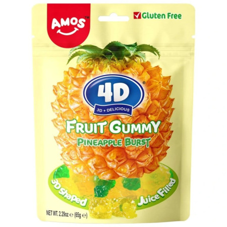 detail Amos 4D Fruit Gummy želé 65g Pineapple Burst