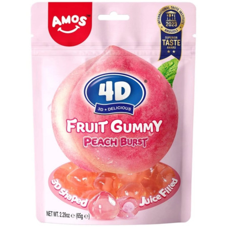 chi tiết Amos 4D Fruit Gummy želé 65g Peach Burst (36)