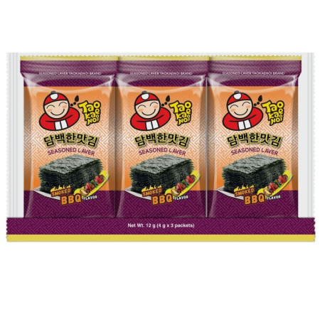 detail Tao Kae Noi Laver Seaweed 4g x 3ks Nori - Smoked BBQ (Rong Bien)