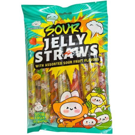 chi tiết Sweet Mellow Jelly Straws Sour želé tyčinky 300g 15ks zelený obal (Thach Que) (3