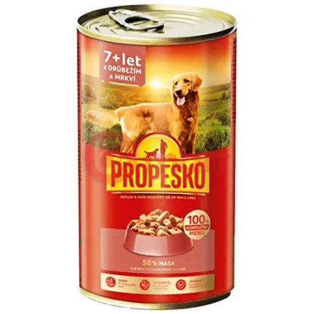 detail Propesko Kousky Pes 1240g 7+ s drůbežím a mrkví (6)