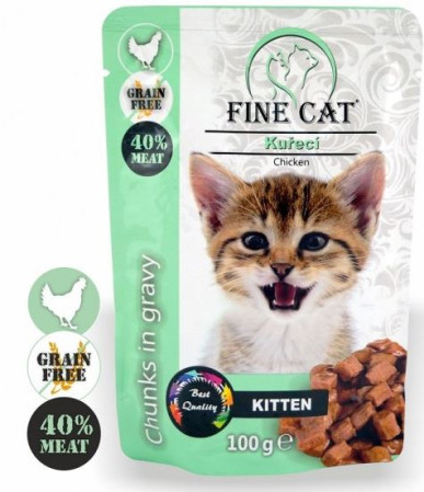 detail FINE CAT kapsička 100g Kitten kuřecí v omáčce (22)