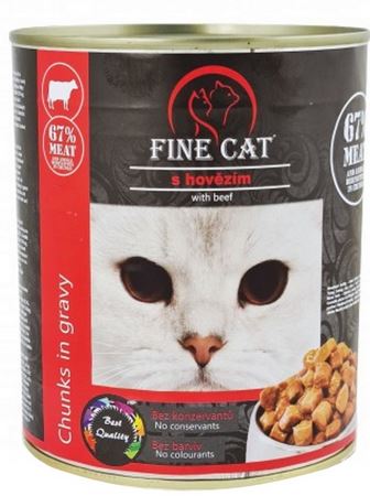detail Fine cat konzerva pro kočky 830g Hovězí (12)