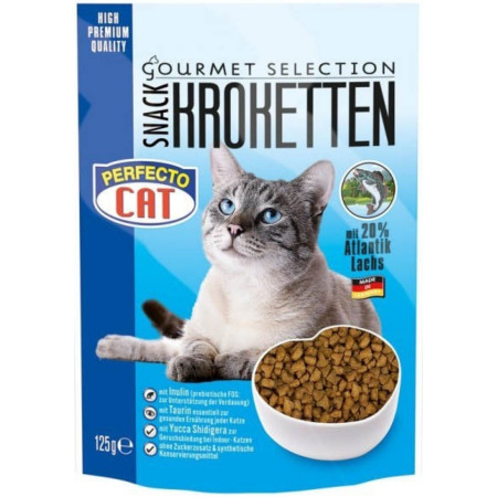 chi tiết Perfecto cat Kroketten snack 125g - Atlanský losos 20% (modrý obal)
