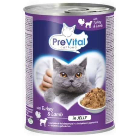 detail Prevital Kousky Kočka 415g krůta, jehně v želé (12)