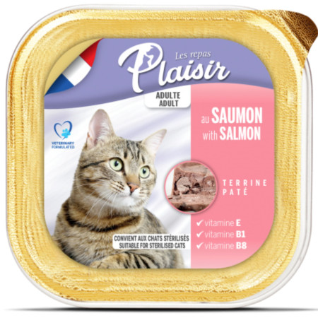 detail Plaisir cat vanička 100g - Losos (pro dospělé i kastované)