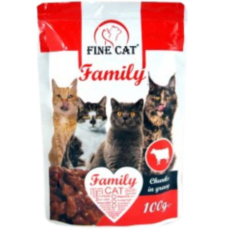 detail Fine cat Family kapsička 100g - Hovězí (24)