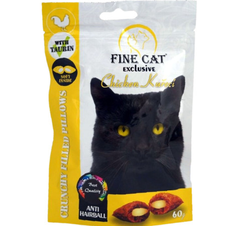chi tiết Fine Cat Exclusive plněné polštářky pro kočky 60g Anti-hairball Kuřecí (14)