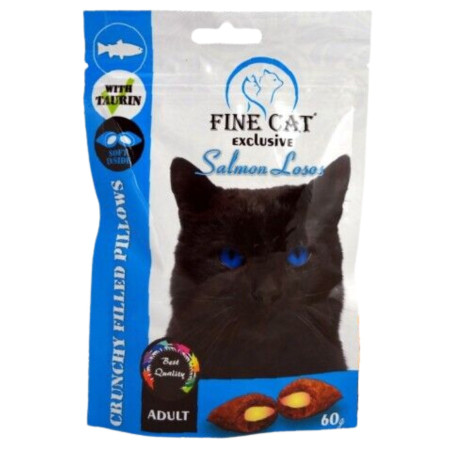 detail Fine Cat Exclusive plněné polštářky pro kočky 60g Losos (14)