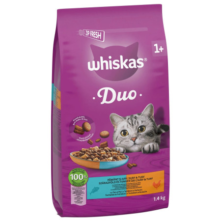 detail Whiskas granule 1,4kg Duo Tuňák a kuře (6)