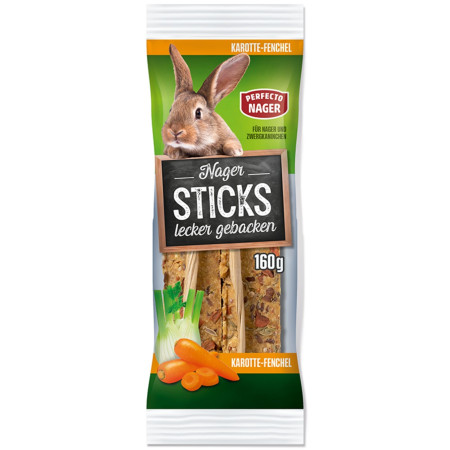 detail Perfecto Nager Sticks tyčky pro hlodavce 160g 2ks Mrkev a Fenykl (10)