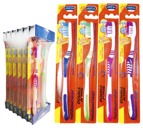 detail Fresh Air double action kartáček medium červený (12ks/bal)