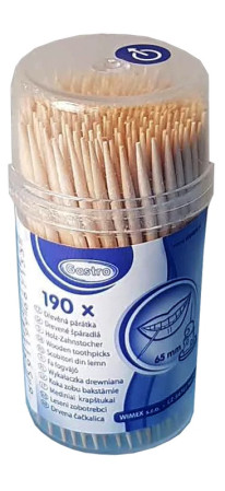 chi tiết Wimmex Dřevěná párátka v kelímku 190ks (que tam) 66713 (bal/12ks)