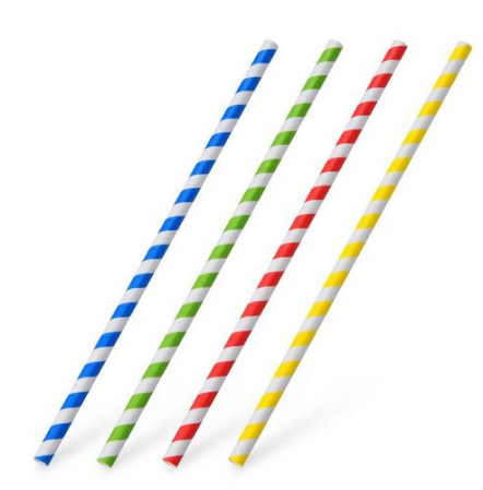 detail Slámky papírové 20cm/100ks x 12ks/bal barevné