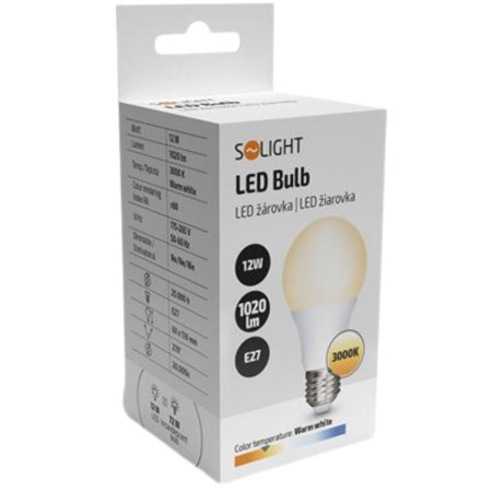 detail Solight LED žárovka klasický tvar 12W E27 3000K 270° 1020lm
