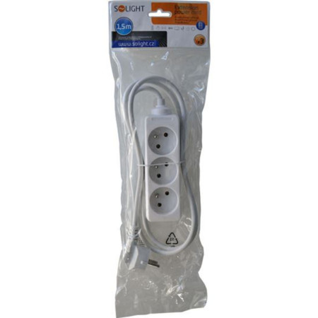 chi tiết Solight prodlužovací přívod 3z 1,5m 3x1mm2 bílý 50/bal