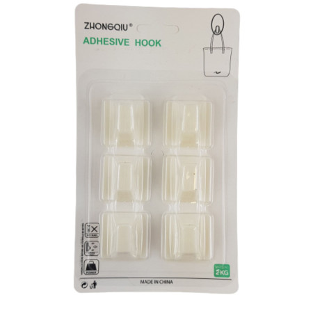 detail Háčky nalepovací čtvercové 6ks (20ks/bal) ITM-023605