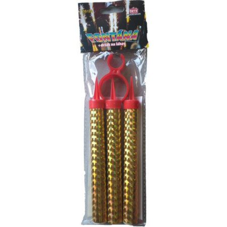 detail TARRA Párty fontána na dort 12CM + držák na láhev 3ks zlatá DS12A