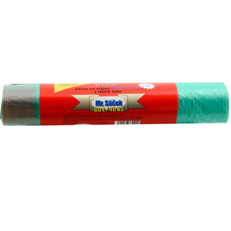 chi tiết HDPE (Mr Sáček) odpadkové pytle 60L (10ks) - zatahovací zelené (50)