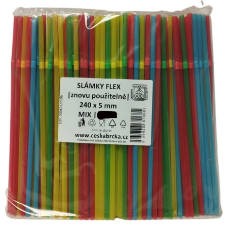 chi tiết Slámky (Brčko) Flexibilní mix 230 x 5mm 500ks