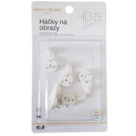detail Sada plastové samolepicí háčky 5ks ITEM: B1794 (bal/12ks)