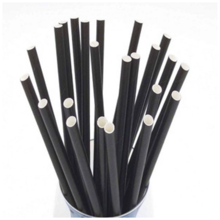 chi tiết Slámky (Brčko) Jumbo papírová 8x145mm 100ks - černé 4vrstvé