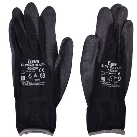 chi tiết Rukavice ČERVA Bunting Evo Black - číslo 9 (bal/12pár)