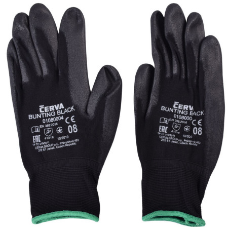 chi tiết Rukavice ČERVA Bunting Evo Black - číslo 8 (bal/12pár)