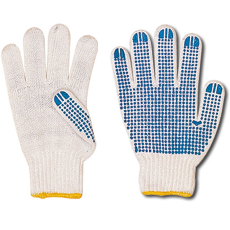 detail Rukavice pracovní ČERVA PLOVER s PVC terčíky č. 10 - bílá (12pár)