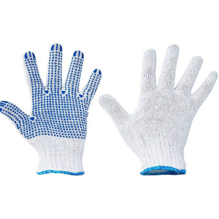 detail Rukavice pracovní ČERVA PLOVER s PVC terčíky č. 9 - bílá (12pár)
