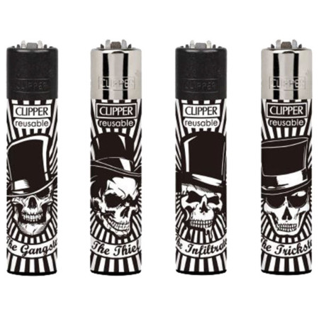 chi tiết Clipper plynové zapalovače Party Skulls