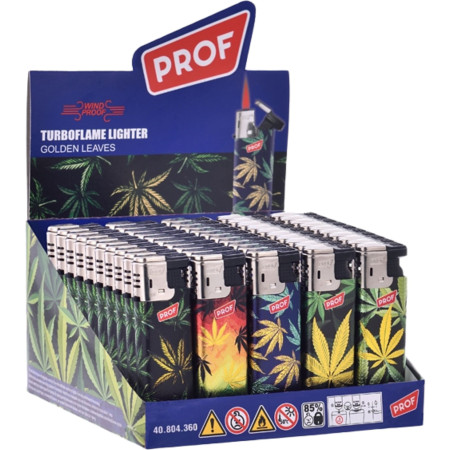 chi tiết Prof Zapalovač Turbo - Golden Cannabis Leaves (50) NO: 40804360