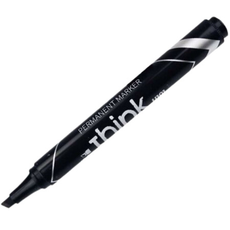 detail Deli popisovač permanentní zkosený 1,5mm - černý EU10120 (bal/12ks)