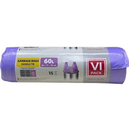chi tiết VI Pack pytle na odpadky zavazovací 60L 15ks Fialový / có quai (50)