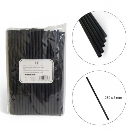 detail Brčka plastová znovupoužitelná Černá 250x8mm 100ks IMC-04343