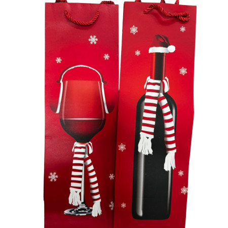 detail Dárková taška MERRY CHRISTMAS na víno 11,5x36x11cm KOD: 700811 (12)