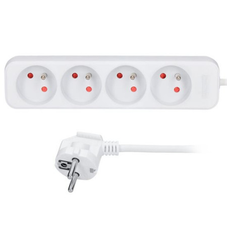 detail Solight 4z prodlužovací přívod 3m, 3x1mm2, bílý,