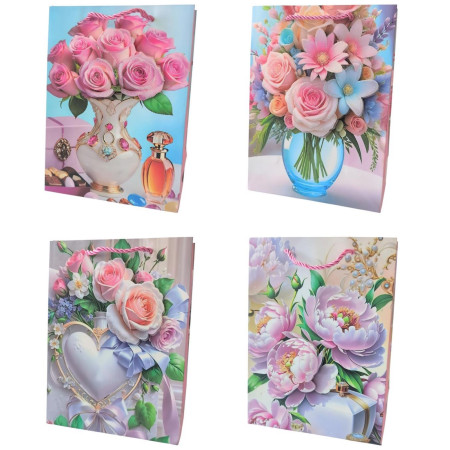 chi tiết Dárková taška 18x24x8,5cm 3D Květiny a šperky IMC-08726 (12ks/bal)