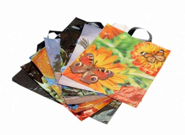 detail LDPE taška se 2 uchy s obrázkem (TUI HOA TO)