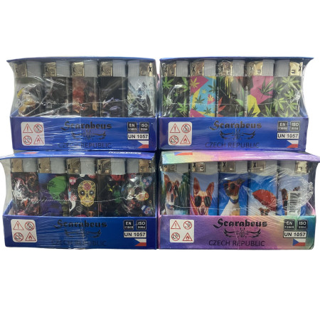 detail Scarabeus zapalovač Piezzo 50ks MIX