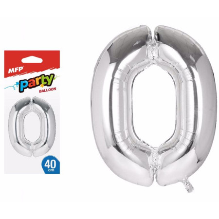 detail Balónek č. 0 nafukovací fóliový 40cm - Stříbrný MFP (bal/12ks)