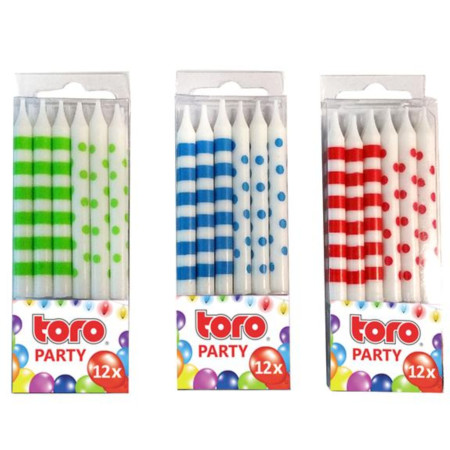 chi tiết Toro party svíčky s držákem 0,5 x 6cm 12ks (12)