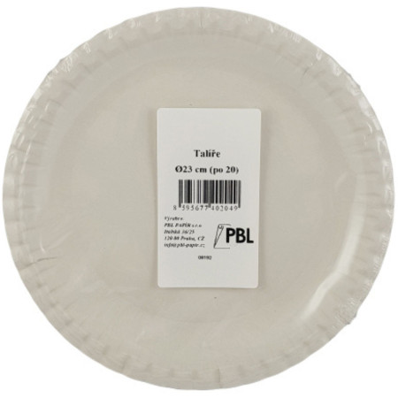 detail Papírový talíř 23cm bílé 20ks