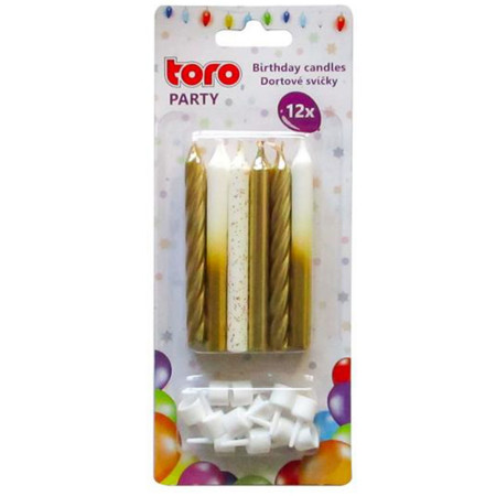 chi tiết Toro party svíčky dortové zlaté s držákem 12ks (12)