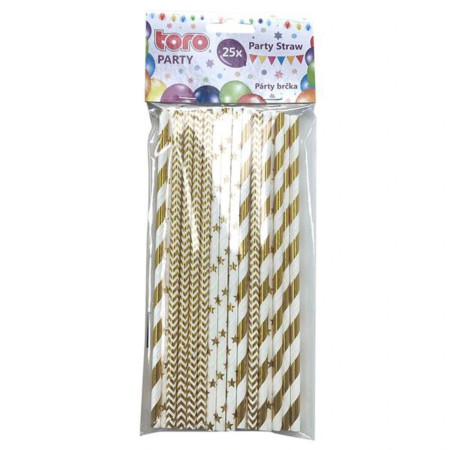 chi tiết Toro Party Brčka papírová 19,7cm 25ks zlaté (Ong hut nuoc)
